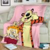 CALVIN AND HOBBES PINK FLEECE BLANKET GIFT FOR FAN