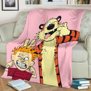 CALVIN AND HOBBES PINK FLEECE BLANKET GIFT FOR FAN