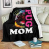 RAINBOW PUG MOM FLEECE BLANKET GIFT FOR FAN