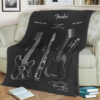 FENDER BASS BLUEPRINT FLEECE BLANKET GIFT FOR FAN
