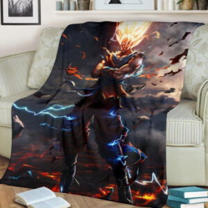 ANGRY GOKU VEGETA SUPER SAIYAN ART BEST SELLER FLEECE BLANKET GIFT FOR FAN