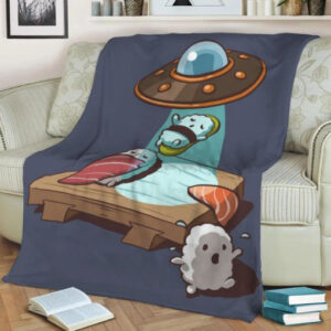 SUSHI ALIEN ABDUCTION FLEECE BLANKET GIFT FOR FAN