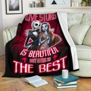 JACK SKELLINGTON AND SALLY PREMIUM FLEECE BLANKET GIFT FOR FAN