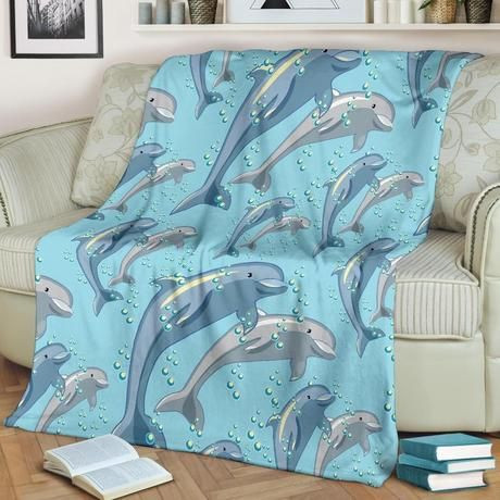 WAVE LOVELY DOLPHIN BESTSELLER FLEECE BLANKET GIFT FOR FAN WAVE LOVELY DOLPHIN BESTSELLER FLEECE BLANKET GIFT FOR FAN