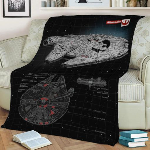 MILLENNIUM FALCON FLEECE BLANKET GIFT FOR FAN MILLENNIUM FALCON FLEECE BLANKET GIFT FOR FAN