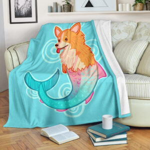 CORGI DOG FISH MERMAID FLEECE BLANKET GIFT FOR FAN