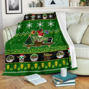 BABY YODA CHRISTMAS FLEECE BLANKET GIFT FOR FAN