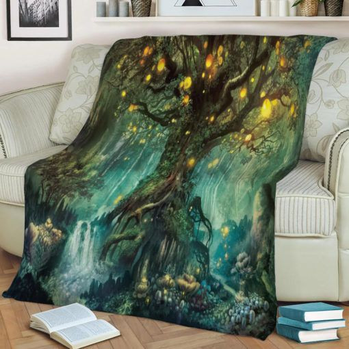 DIM LIGHT FOREST FLEECE BLANKET GIFT FOR FAN DIM LIGHT FOREST FLEECE BLANKET GIFT FOR FAN