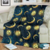 GOLD SUN MOON FACE GALAXY FLEECE BLANKET GIFT FOR FAN