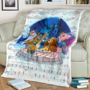 LADY AND THE TRAMP SONG CHORDS DISNEY CARTOON BEST SELLER FLEECE BLANKET GIFT FOR FAN