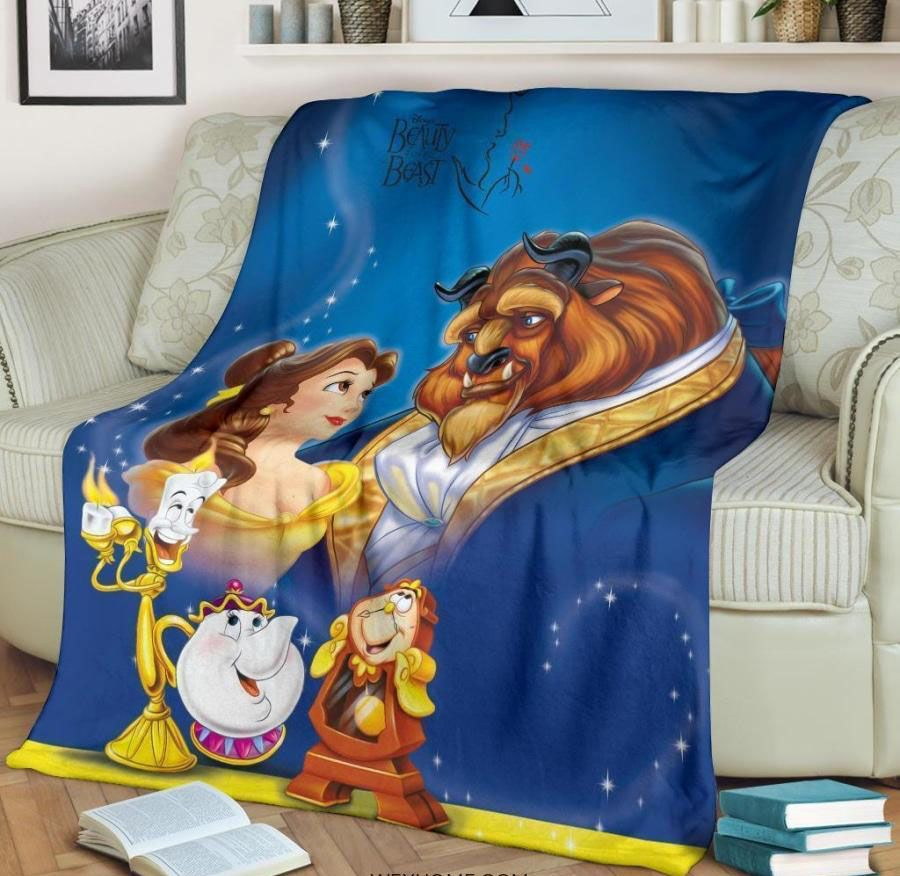 BEAUTY AND THE BEAST DISNEY CARTOON BEST SELLER FLEECE BLANKET GIFT FOR FAN BEAUTY AND THE BEAST DISNEY CARTOON BEST SELLER FLEECE BLANKET GIFT FOR FAN
