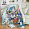WATERCOLOR CAT FLEECE BLANKET GIFT FOR FAN