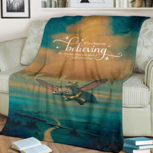KEEP ON BELIEVING FLYING ELEPHANT DUMBO DISNEY BEST SELLER FLEECE BLANKET GIFT FOR FAN