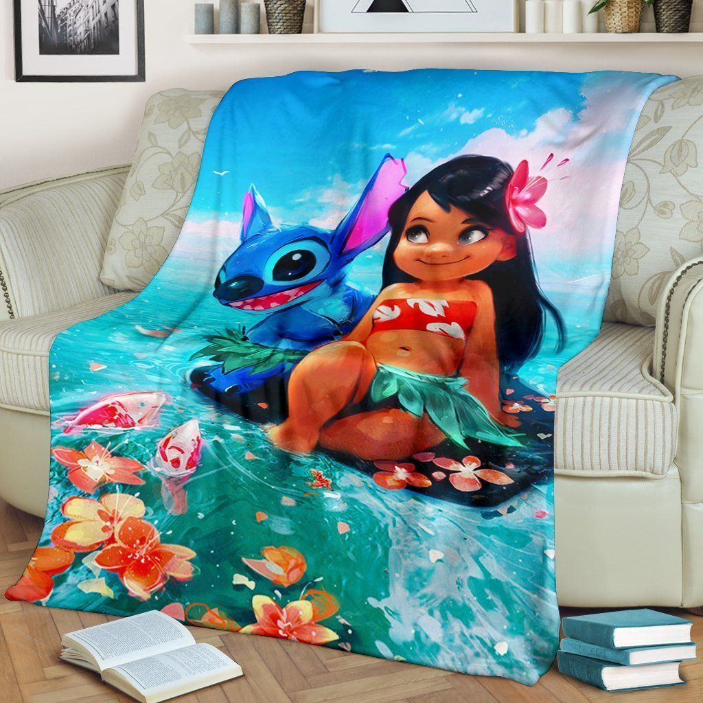 LILO AND STITCH PREMIUM FLEECE BLANKET GIFT FOR FAN LILO AND STITCH PREMIUM FLEECE BLANKET GIFT FOR FAN