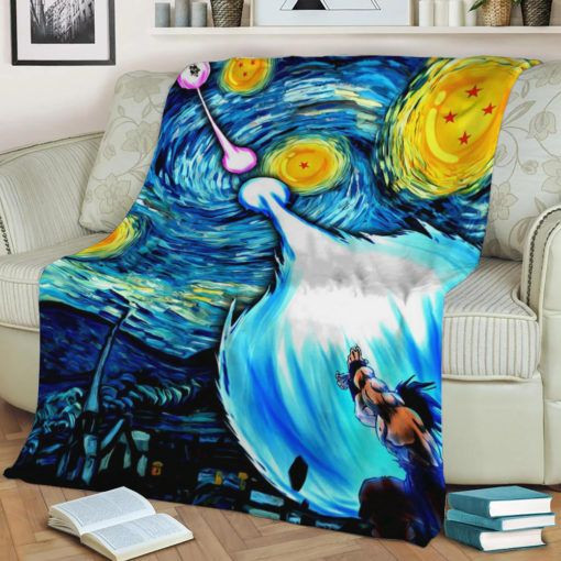 SONGOKU STARRY NIGHT FLEECE BLANKET GIFT FOR FAN SONGOKU STARRY NIGHT FLEECE BLANKET GIFT FOR FAN