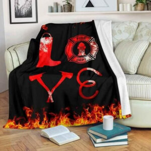 FIREFIGHTER LOVE FLEECE BLANKET GIFT FOR FAN
