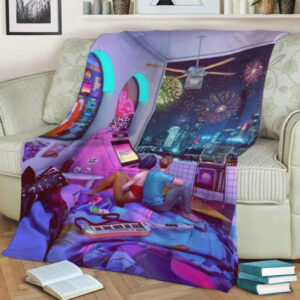 RETRO NIGHT FLEECE BLANKET GIFT FOR FAN