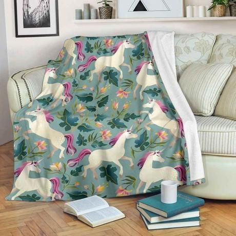 FLORAL UNICORN BESTSELLER FLEECE BLANKET GIFT FOR FAN FLORAL UNICORN BESTSELLER FLEECE BLANKET GIFT FOR FAN