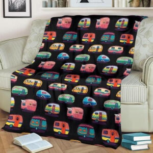 CAMPER CAMPING BLACK BEST SELLER FLEECE BLANKET GIFT FOR FAN