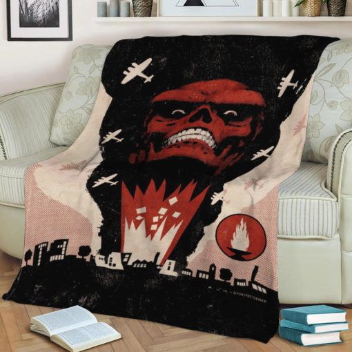 RED SKULL FLEECE BLANKET GIFT FOR FAN RED SKULL FLEECE BLANKET GIFT FOR FAN