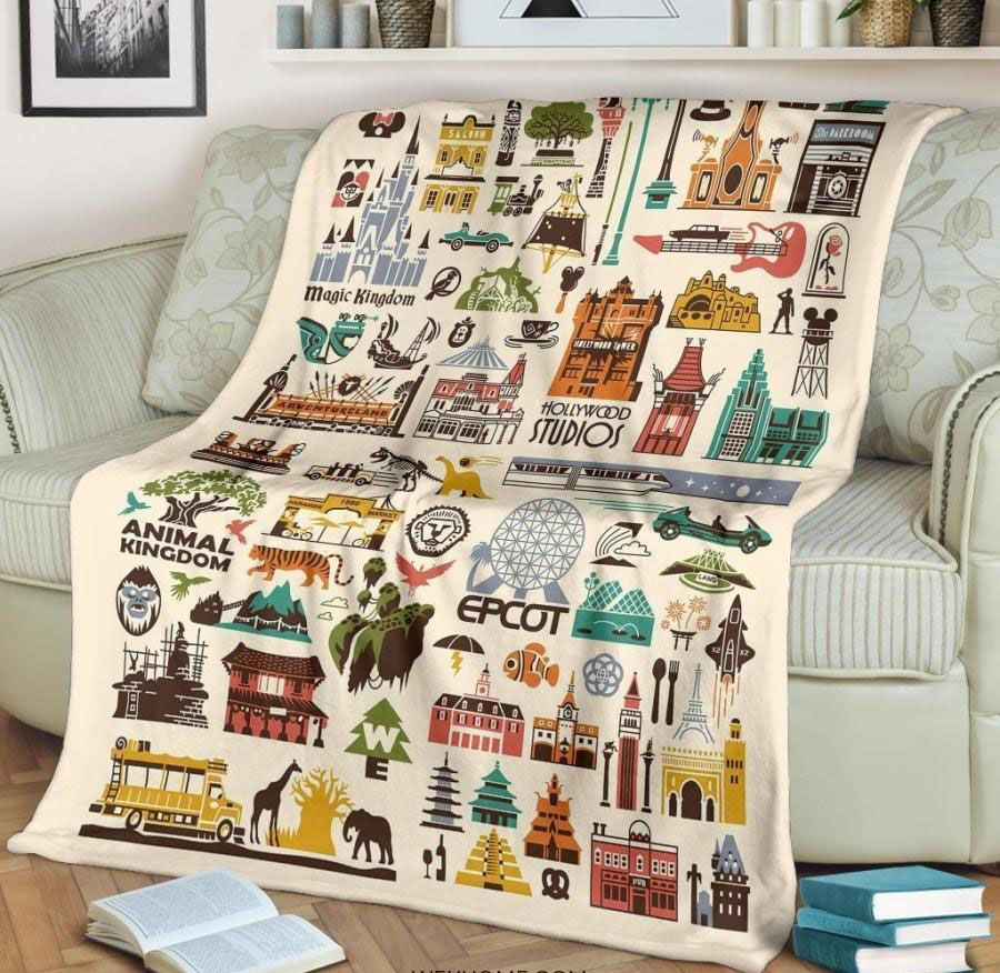 THE FOUR PARKS ICONS DISNEY CARTOON BEST SELLER FLEECE BLANKET GIFT FOR FAN THE FOUR PARKS ICONS DISNEY CARTOON BEST SELLER FLEECE BLANKET GIFT FOR FAN