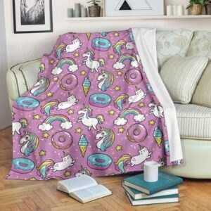 PINK GIRLY UNICORN DONUT BEST SELLER FLEECE BLANKET GIFT FOR FAN