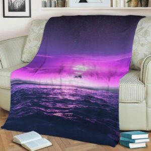 BEACH SUNSET RETRO VINTAGE FLEECE BLANKET GIFT FOR FAN