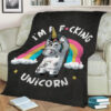 I AM A FUCKING UNICORN FLEECE BLANKET GIFT FOR FAN