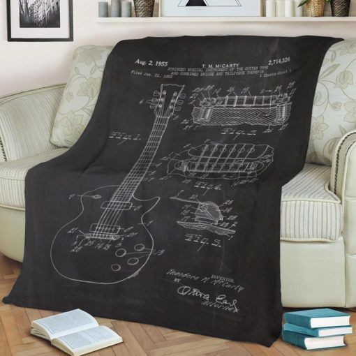 1953 ELECTRIC GUITAR-PATENT DRAWING FLEECE BLANKET GIFT FOR FAN 1953 ELECTRIC GUITAR-PATENT DRAWING FLEECE BLANKET GIFT FOR FAN