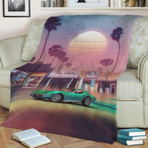 SYNTHWAVE SUNSET DRIVE BEST SELLER FLEECE BLANKET GIFT FOR FAN