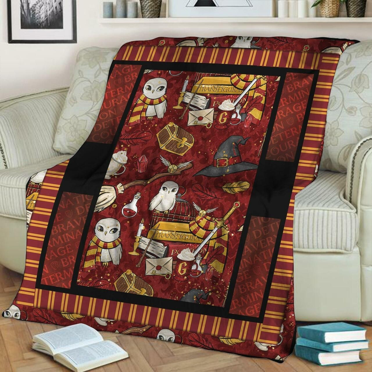 HARRY POTTER GRYFFINDOR FLEECE BLANKET GIFT FOR FAN HARRY POTTER GRYFFINDOR FLEECE BLANKET GIFT FOR FAN
