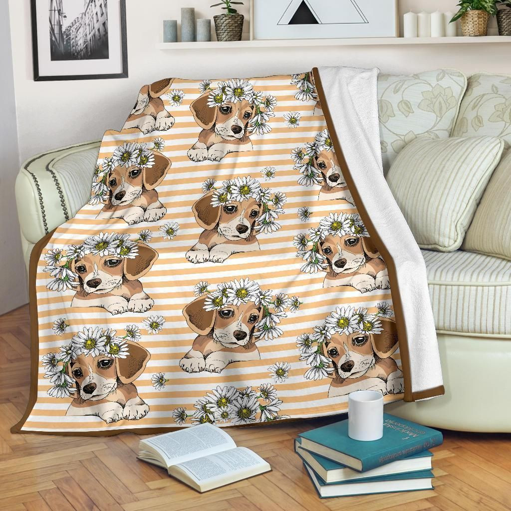 FLORAL PUPPY BEAGLE DOG LOVERS FLEECE BLANKET GIFT FOR FAN FLORAL PUPPY BEAGLE DOG LOVERS FLEECE BLANKET GIFT FOR FAN