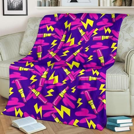 PINK LIPSTICK THUNDER NEON BEST SELLER FLEECE BLANKET GIFT FOR FAN PINK LIPSTICK THUNDER NEON BEST SELLER FLEECE BLANKET GIFT FOR FAN