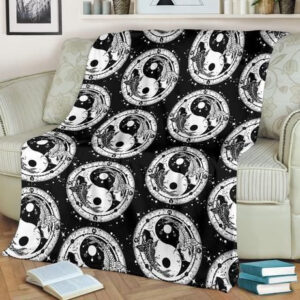 YIN YANG KOI FISH BLACK AND WHITE BEST SELLER FLEECE BLANKET GIFT FOR FAN