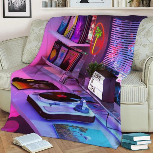 VINYL IS LIFE NEON FLEECE BLANKET GIFT FOR FAN VINYL IS LIFE NEON FLEECE BLANKET GIFT FOR FAN