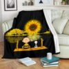 CHARLIE BROWN AND SNOOPY HIPPIE SUNFLOWER FLEECE BLANKET