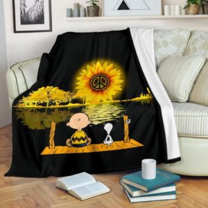 CHARLIE BROWN AND SNOOPY HIPPIE SUNFLOWER FLEECE BLANKET