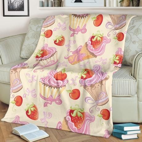 SWEET STRAWBERRY PINK CUPCAKE BESTSELLER FLEECE BLANKET GIFT FOR FAN SWEET STRAWBERRY PINK CUPCAKE BESTSELLER FLEECE BLANKET GIFT FOR FAN
