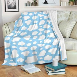 WHITE AND BLUE COW BEST SELLER FLEECE BLANKET GIFT FOR FAN