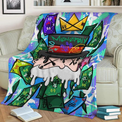 DOLLAR DROP MONOPOLY FLEECE BLANKET GIFT FOR FAN DOLLAR DROP MONOPOLY FLEECE BLANKET GIFT FOR FAN