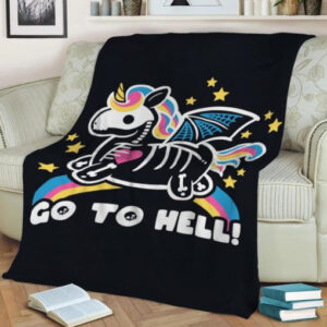GO TO HELL UNICORN FLEECE BLANKET GIFT FOR FAN