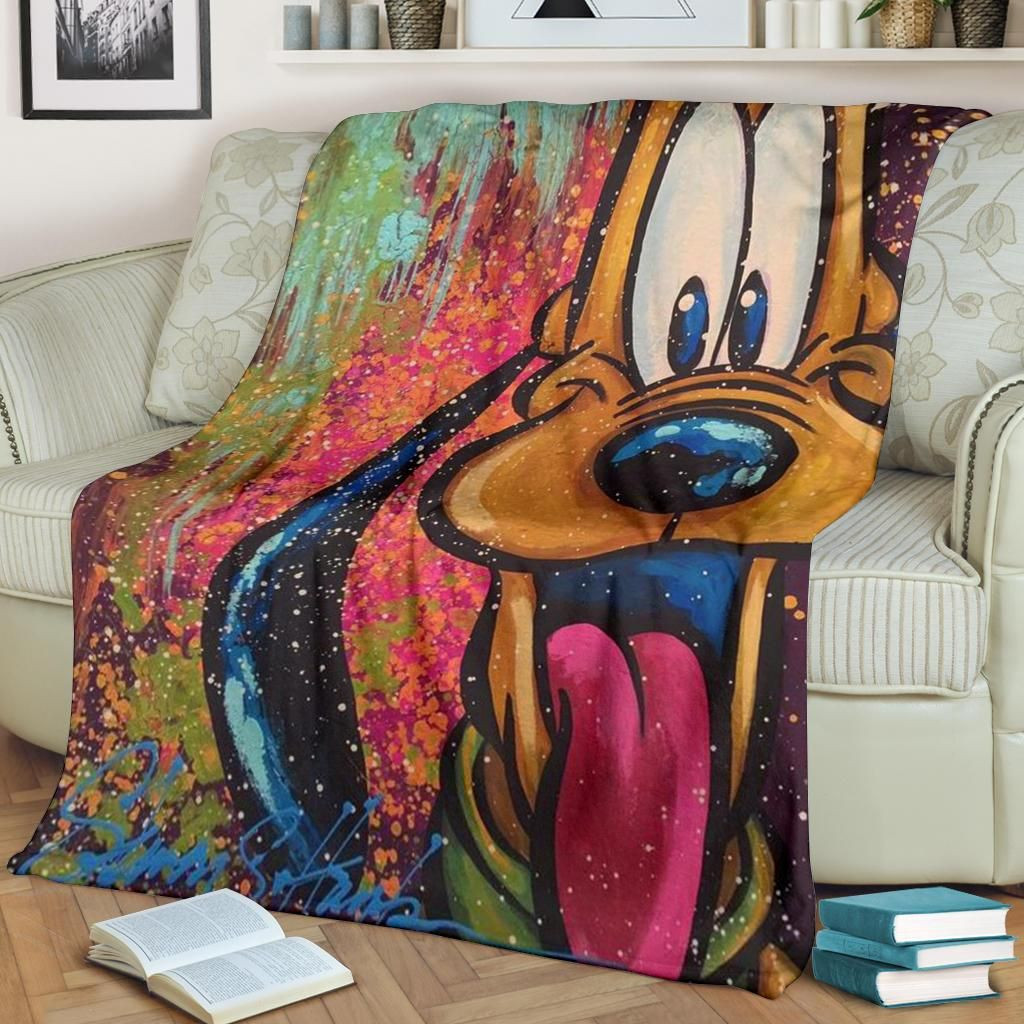 PLUTO SPRAY PAINT DISNEY FLEECE BLANKET GIFT FOR FAN PLUTO SPRAY PAINT DISNEY FLEECE BLANKET GIFT FOR FAN