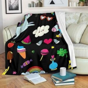 BLACK GIRLY UNICORN BEST SELLER FLEECE BLANKET GIFT FOR FAN