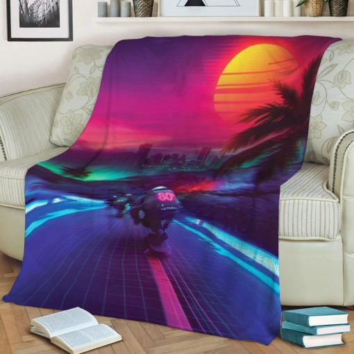 SYNTHWAVE MIDNIGHT OUTRUN BEST SELLER FLEECE BLANKET GIFT FOR FAN SYNTHWAVE MIDNIGHT OUTRUN BEST SELLER FLEECE BLANKET GIFT FOR FAN