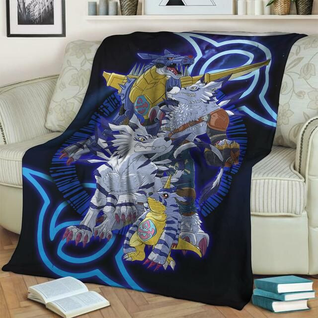 DIGIMON GABUMON FAMILY FLEECE BLANKET GIFT FOR FAN DIGIMON GABUMON FAMILY FLEECE BLANKET GIFT FOR FAN