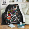 COLORFUL SNOOPY AND SKULL BROCADE MOTIFS FLEECE BLANKET