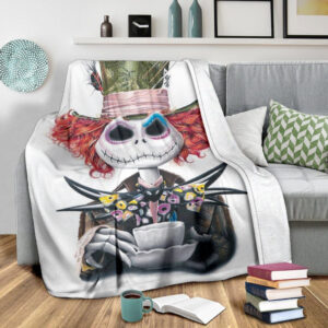 JACK SKELLINGTON MAD HATTER FLEECE BLANKET GIFT FOR FAN