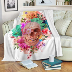 SKULL IN FLOWER FESTIVAL FLEECE BLANKET