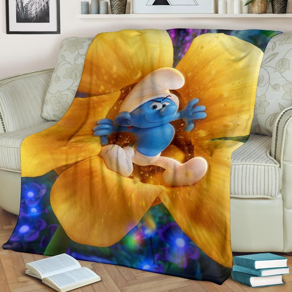 SMURF FAMILY FLEECE BLANKET GIFT FOR FAN SMURF FAMILY FLEECE BLANKET GIFT FOR FAN