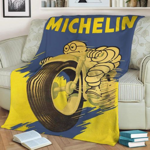 MICHELIN VINTAGE MOTORCYCLE FLEECE BLANKET GIFT FOR FAN MICHELIN VINTAGE MOTORCYCLE FLEECE BLANKET GIFT FOR FAN